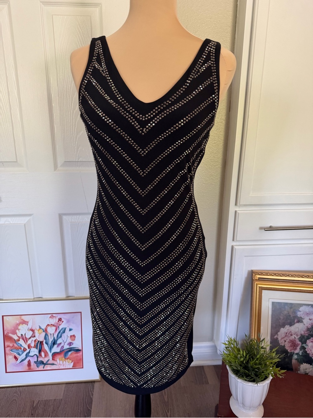 Black Studded sparkling Bodycon Dress